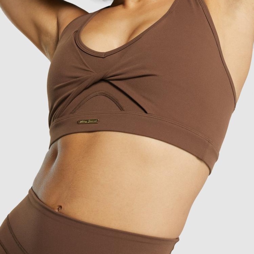 gymshark x whitney simmons mesh sports bra in dandelion brown